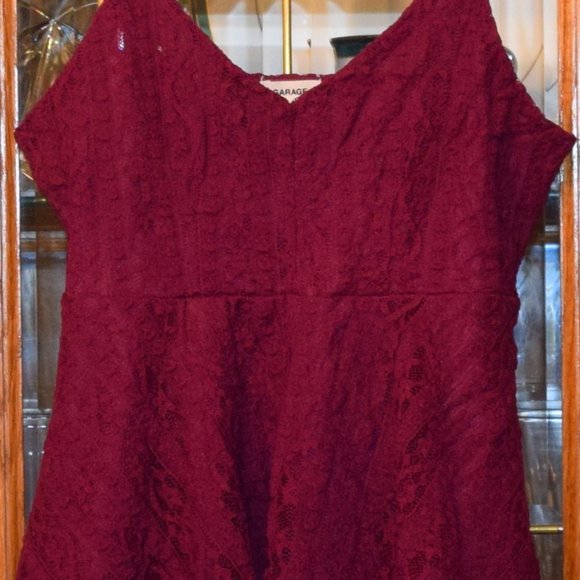 Garage Burgundy Lace Peplum Camisole - Size S - Picture 3 of 3